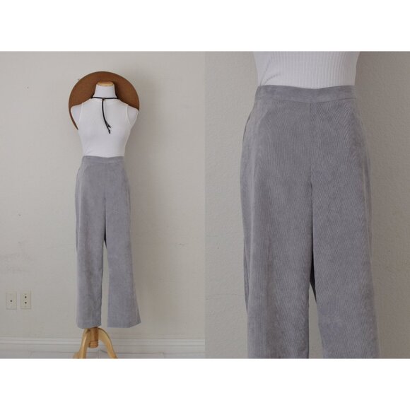 Vintage 90s‎ Light Gray Corduroy Pants 12 | 32-34 waist - Picture 1 of 10